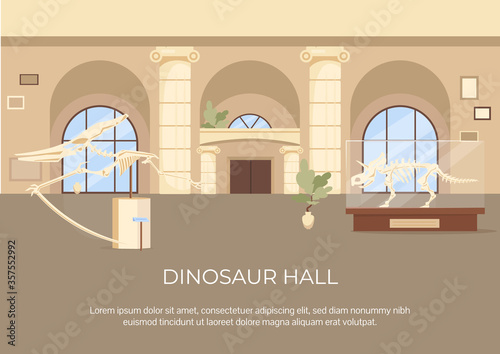 Dinosaur hall poster flat vector template © The img