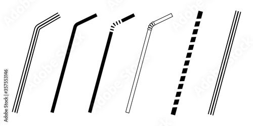 ストローのアイコンベクターイラスト白黒