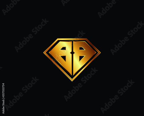 BB diamond shape gold color shield logo design