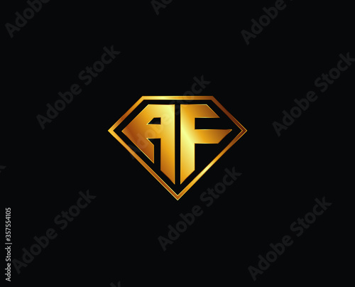 Free Download AF diamond shape gold color shield logo design - GFXLoad