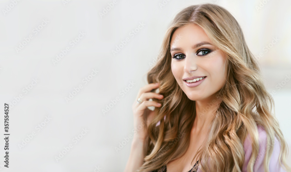 A close-up portrait of an attractive caucasian blond-haired girl. A close-up portrait of an attractive caucasian blond-haired girl.