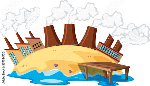 Tableau sur toile Industrial factories construction isolated on white background
