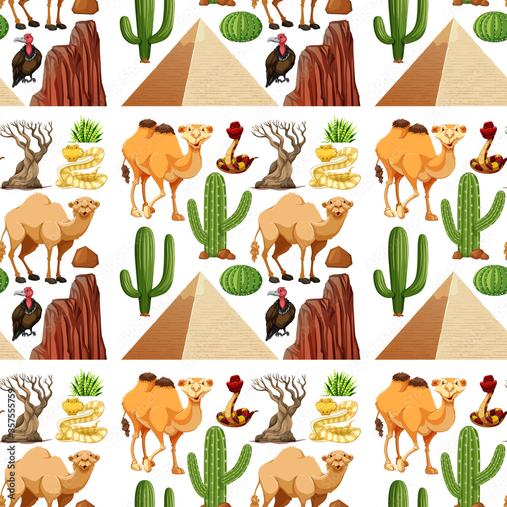 Obraz premium Desert animal group seamless pattern