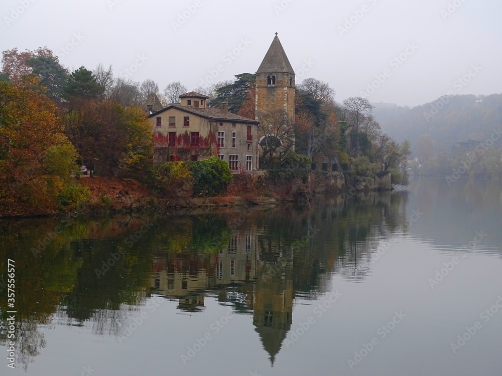 Europe, France, Auvergne Rhone Alpes region, city of Lyon, Barbe island on the Saone river