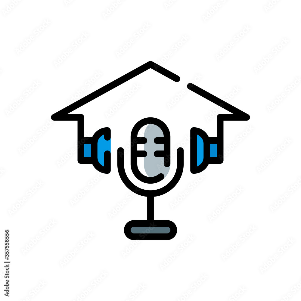filled line style icon of home podcast isolated on white background. EPS 10 filled line style icon of home podcast isolated on white background. EPS 10