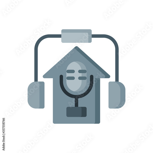 flat style icon of home podcast. vector illustration for graphic design, website, UI isolated on white backgroun. EPS 10