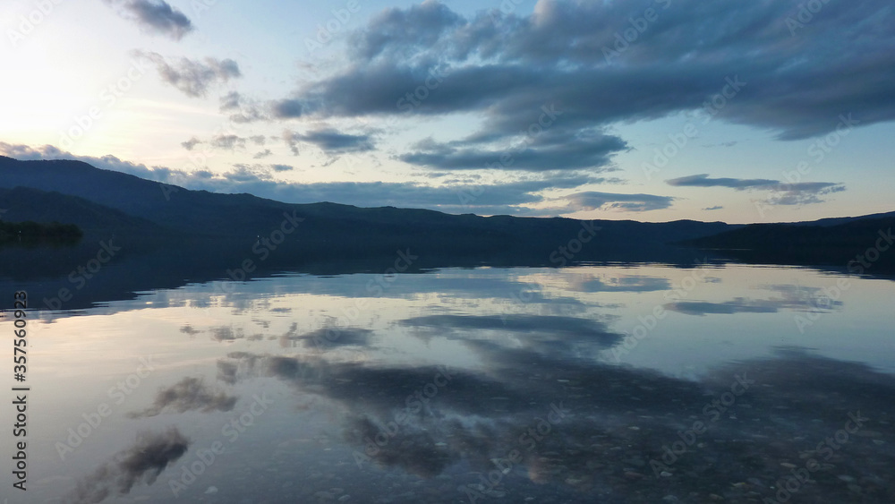 屈斜路湖, 湖, 雲, 風景, 反射, 夕焼け, 水, 自然,