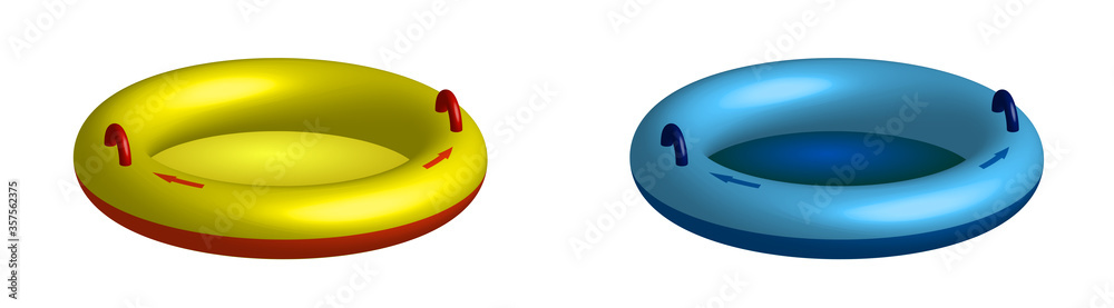 rubber circle for riding on the water behind the boat. Water tubing, summer sea activities. Isolated vector on white background rubber circle for riding on the water behind the boat. Water tubing, summer sea activities. Isolated vector on white background