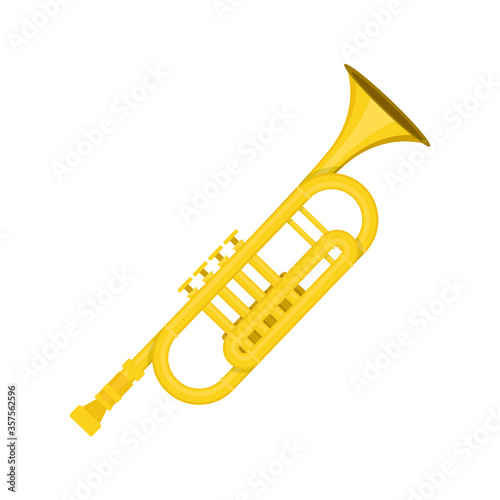 Trumpet flat style isolated on white. musical object concept vector for your design work, presentation, website or others.