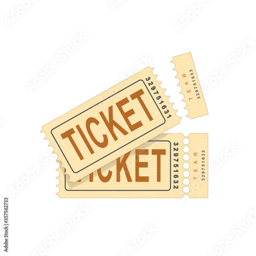 Retro raffle tear off admit ticket simple icon. Vector torn pair of admission coupon. isolated graphic illustration. Tear away ticket
