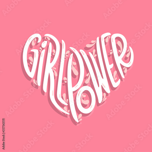 Girl Power heart shaped typography. Vector illustration.