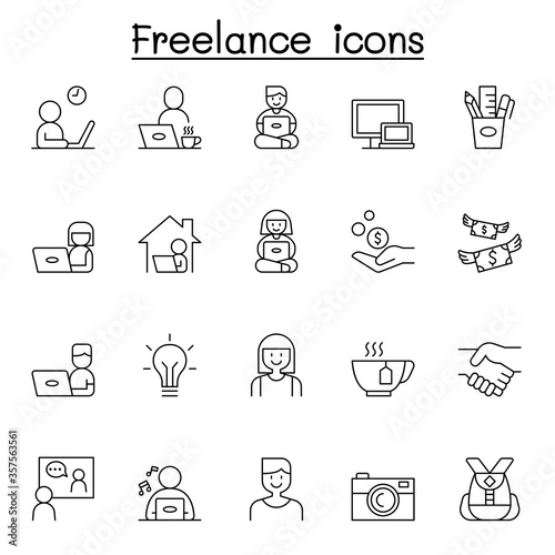 Freelance icons set in thin line style