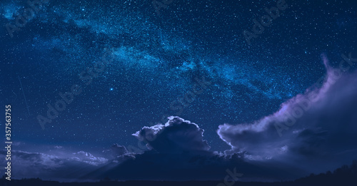 Panorama of night cloudy sky