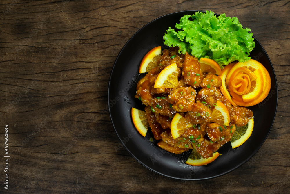Orange Chicken Deep Fried with Orange Sauce Sweet and Sour Tasty Orange Chicken Deep Fried with Orange Sauce Sweet and Sour Tasty