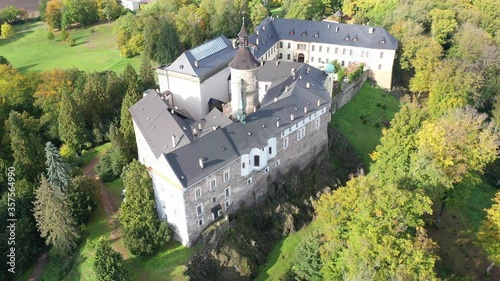 Panoramic view from drone of castle Zbiroh. Czech Republic photo