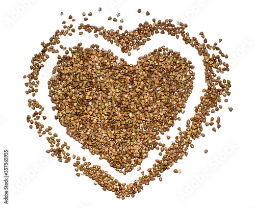 heart symbol made of green buckwheat