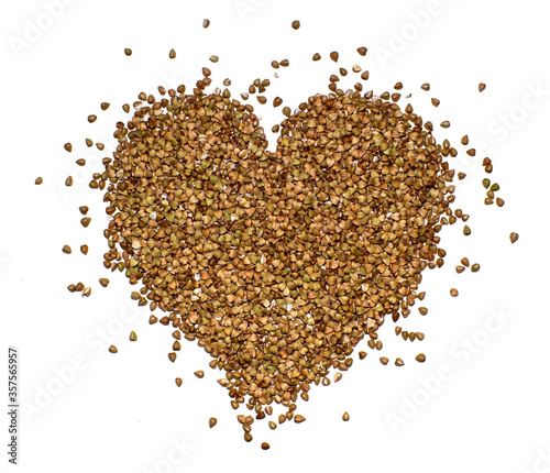 heart symbol made of green buckwheat