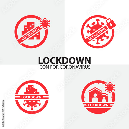 COVID-19 Lockdown icon set vector. Curfew for coronavirus. Lockdown the city to prevent the spread of the coronavirus.