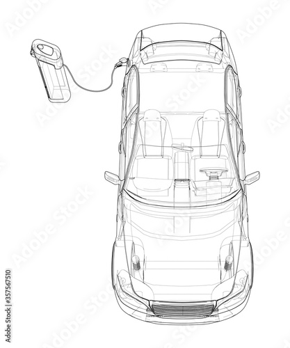 Electric Vehicle Charging Station Sketch. Vector