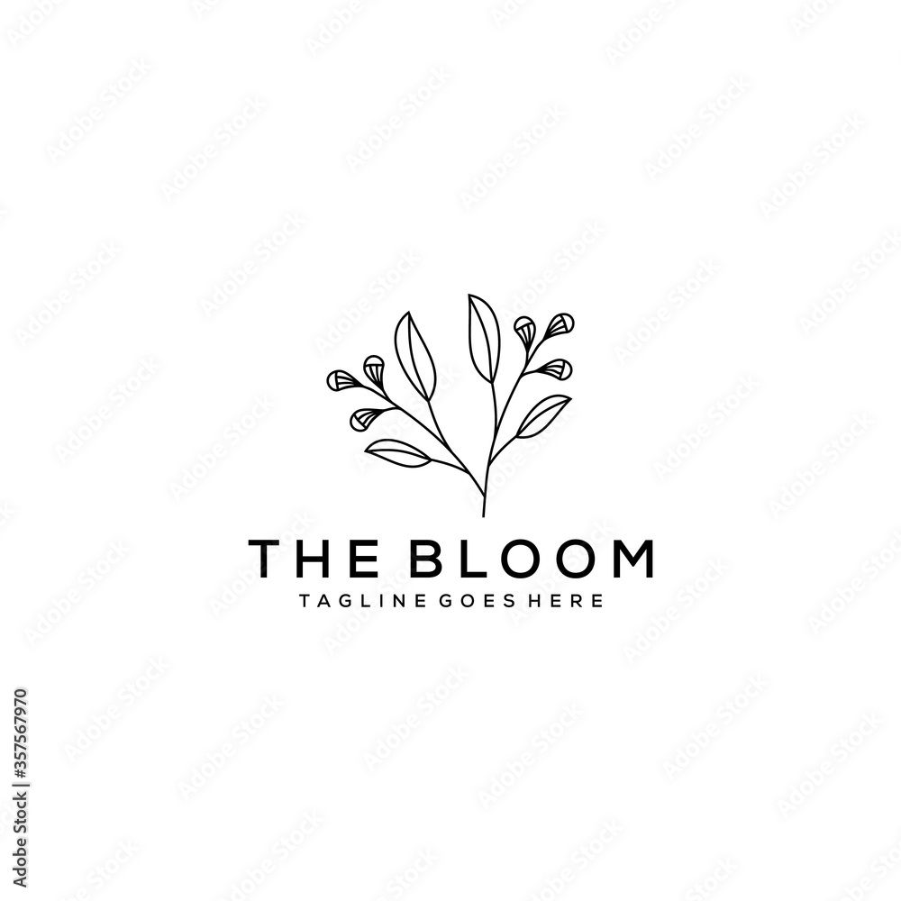 Modern natural bloom leaf icon design logo concept icon template