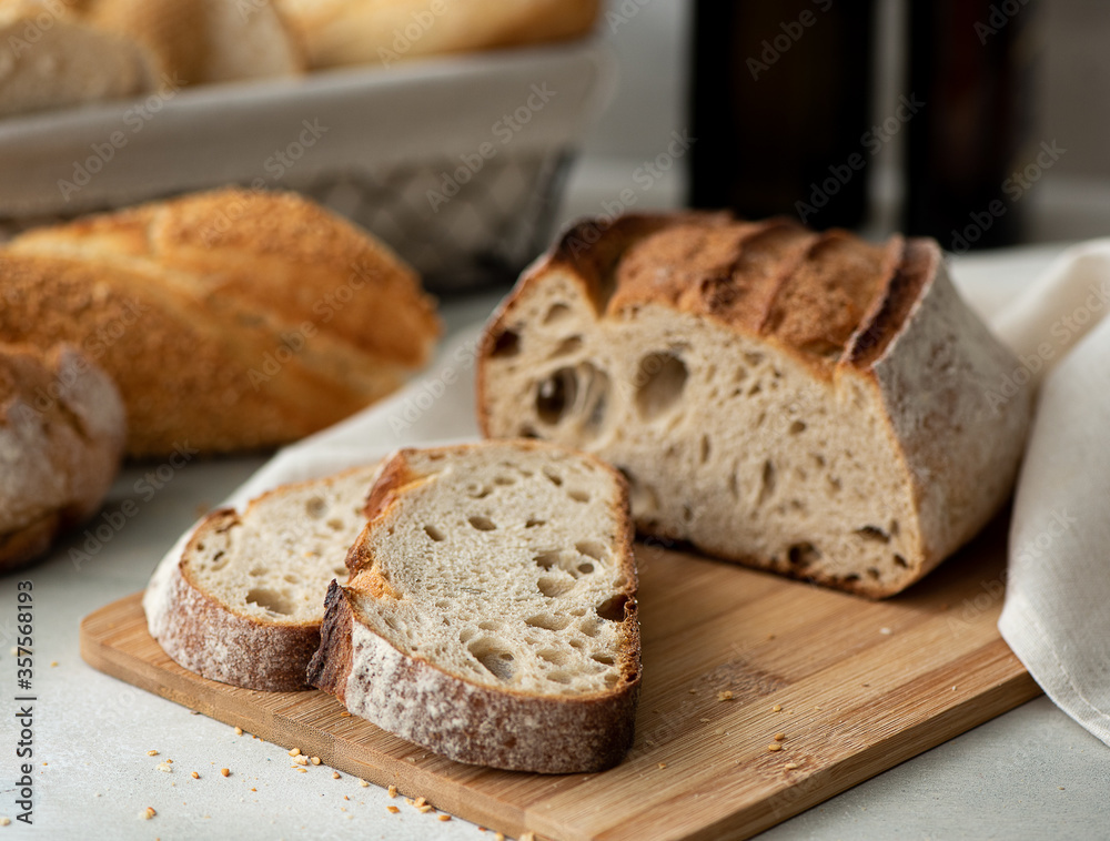 fresh rye bread sliced into pieces