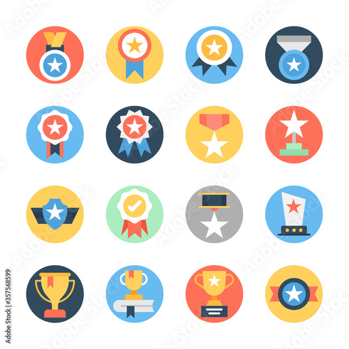 Star Awards Flat Rounded Icons 