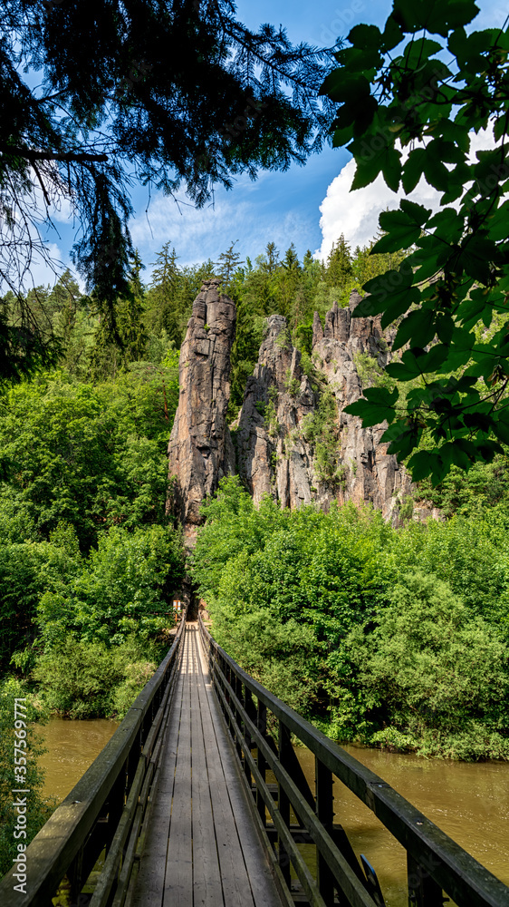 Rocks natural monument (Svatošské skály) in the romantic valley of the Teplá River near the bike path running from Loket to Karlovy Vary - Czech Republic