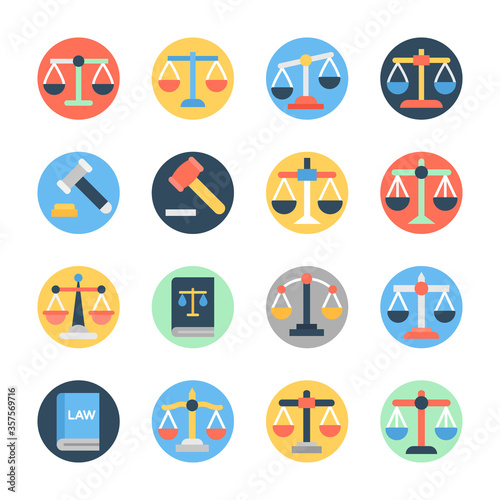  Set Of Law Flat Icons 