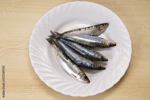 plate of fresh sardines on the plate