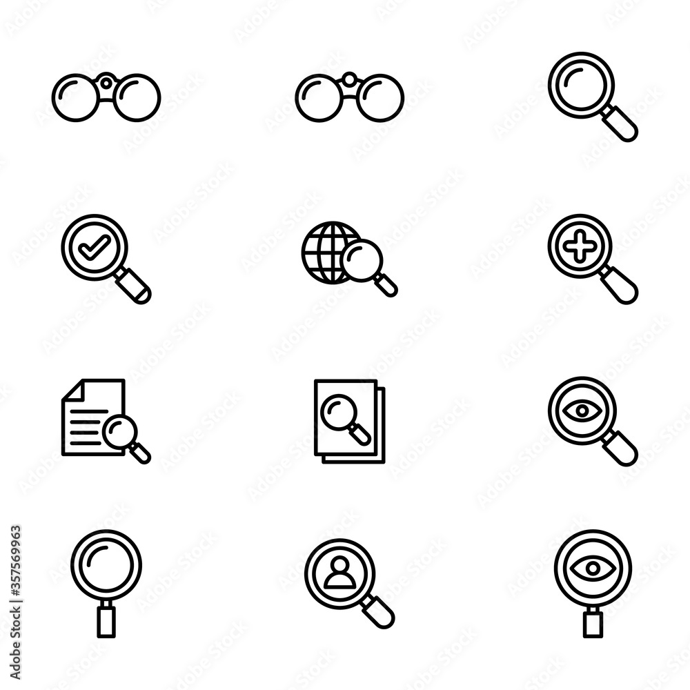 Pack Of Binocular Line Icons 