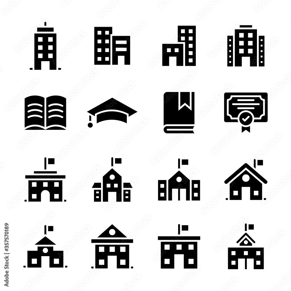 Pack Of Learning Glyph Icons 