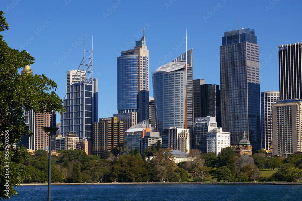 A view of the city of Sydney, Australia from the Botanic Gardens.