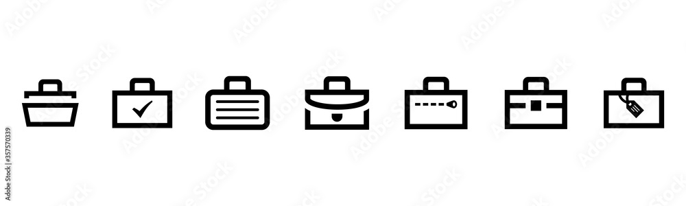 Briefcase icon set on white Briefcase icon set on white