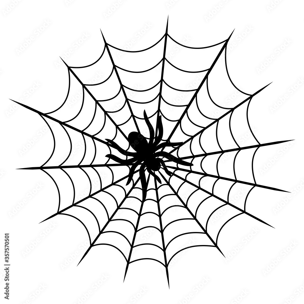 Obraz premium Tarantula on cobweb isolated on white backgound. Vector illustration
