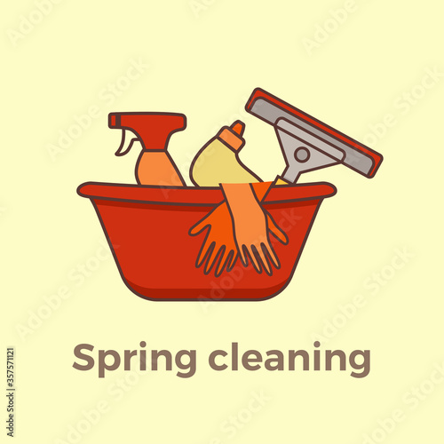 Household cleaning supplies isolated icons