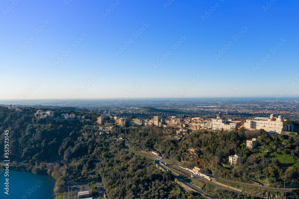 aerial view of the town of Castel Gandolfo on the Roman castles