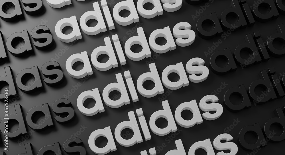 Adidas Multiple Typography on Dark Wall 3D Rendering Stock Illustration |  Adobe Stock