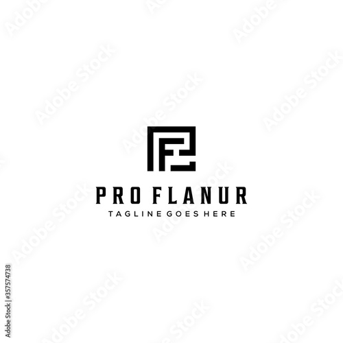 Creative Illustration modern P,F sign geometric logo design template