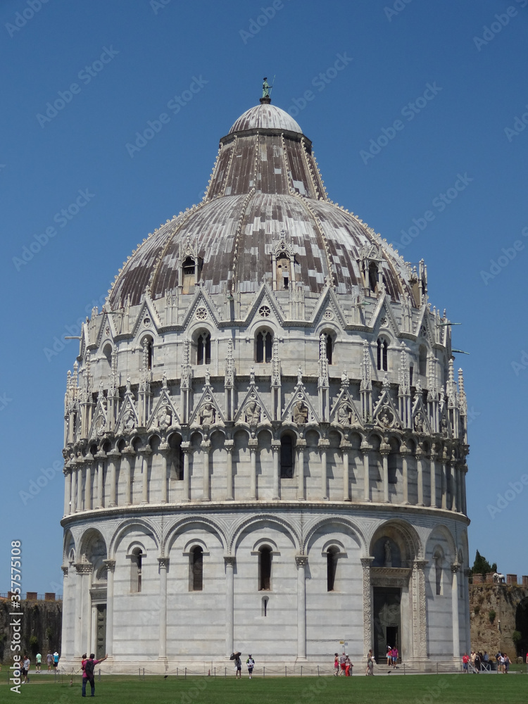 Baptistry of Pisa Tuscany Italy in July 2015 in beautiful weather with blue sky 