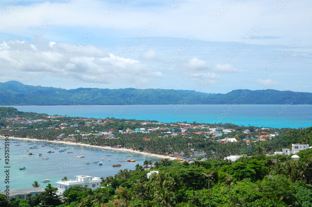 Boracay Island overview from Mount Luho view point in Aklan, Philippines