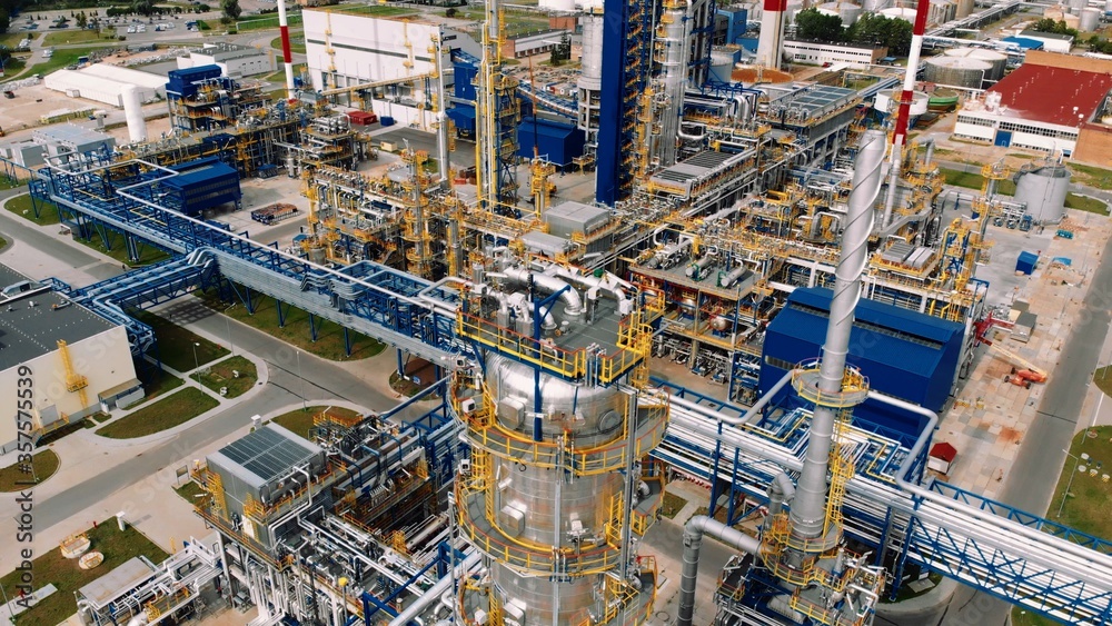 Aerial shot over a oil refinery in Gdansk, Poland. . High quality photo Aerial shot over a oil refinery in Gdansk, Poland. . High quality photo