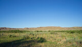 Landscape in the steppe, Prairie. Landscape in the river valley, mountains.