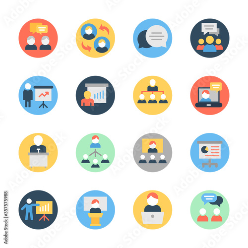 Business Communication Flat Rounded Pack 