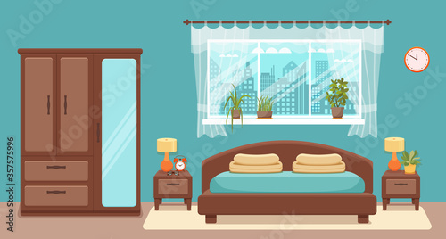 Hotel room interior vector
