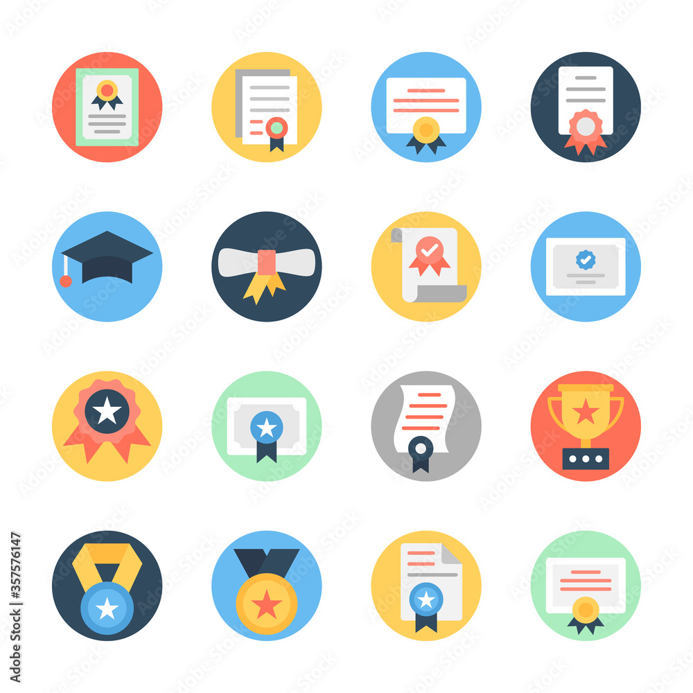 Certificates and Diplomas Flat Rounded Vectors Pack 