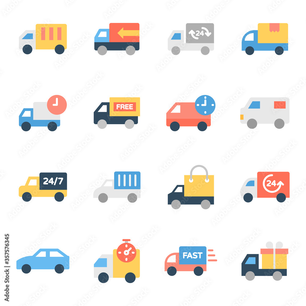 Delivery Vehicles Flat Vectors Pack Delivery Vehicles Flat Vectors Pack