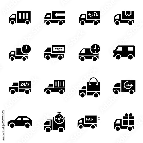 Delivery Vehicles Glyph Vectors Pack  