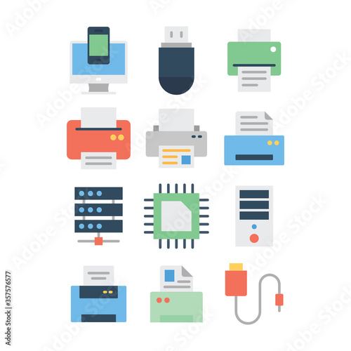  Hardware Devices Flat Icons Pack 