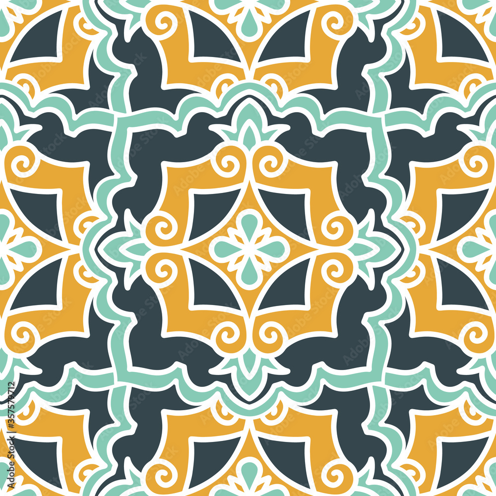 Seamless pattern with Arabic and Asian motifs