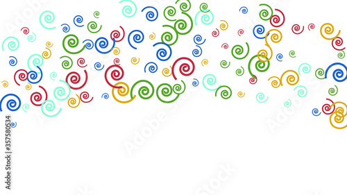Festive Background with Colorful spirals. Trendy Pattern for Postcard, Print, Banner or Poster. Pretty spirals For Party Decoration, Wedding, Birthday or Anniversary Invitation. Vector 